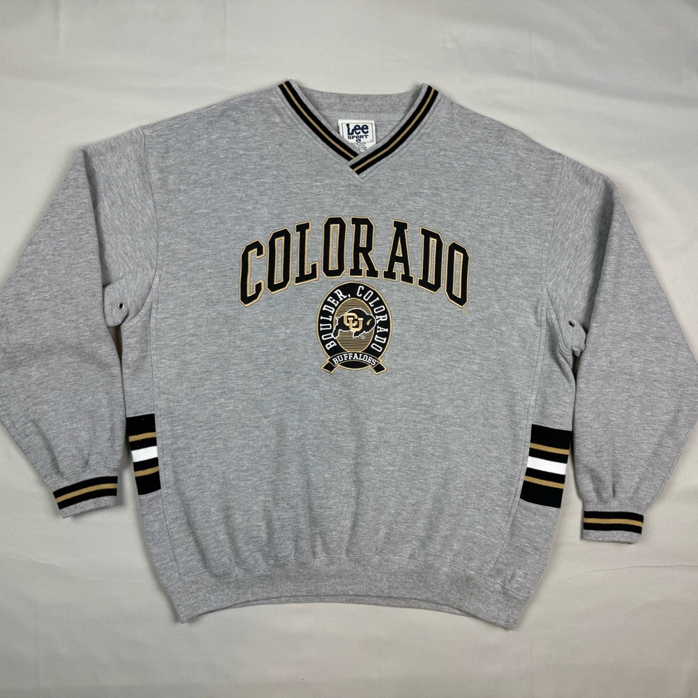 Vtg Lee Sport Colorado Buffaloes Mens Sweatshirt Sz Large Y2K Embroidered B6